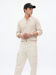 Off-White Solid Relaxed Fit Utility Cotton Men's Cargo