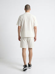 White Striped Shirt Collar Pure Cotton Men's Co-Ord Set