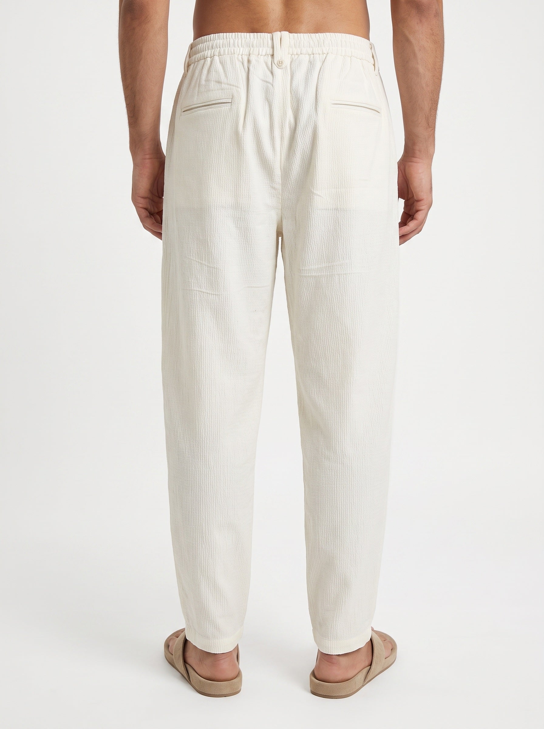 Off-White Solid Relaxed Fit Utility Cotton Men's Cargo