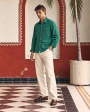 Teal Green Linen Shirt Collar Solid Hunter Men's Shirt