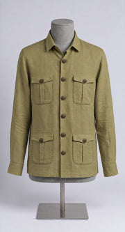Sage Green Linen Shirt Collar Solid Hunter Men's Shirt