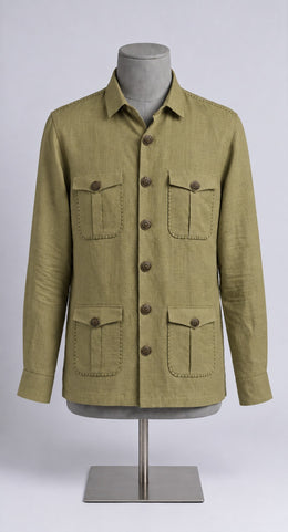 Sage Green Linen Shirt Collar Solid Hunter Men's Shirt