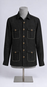 Black Linen Shirt Collar Solid Hunter Men's Shirt