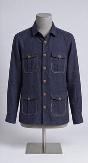 Denim Blue Linen Shirt Collar Solid Hunter Men's Shirt