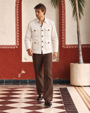 White Linen Shirt Collar Solid Hunter Men's Shirt