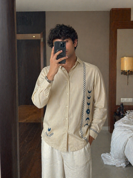 Printed Full Sleeve Shirt with Minimal Ethnic Motifs